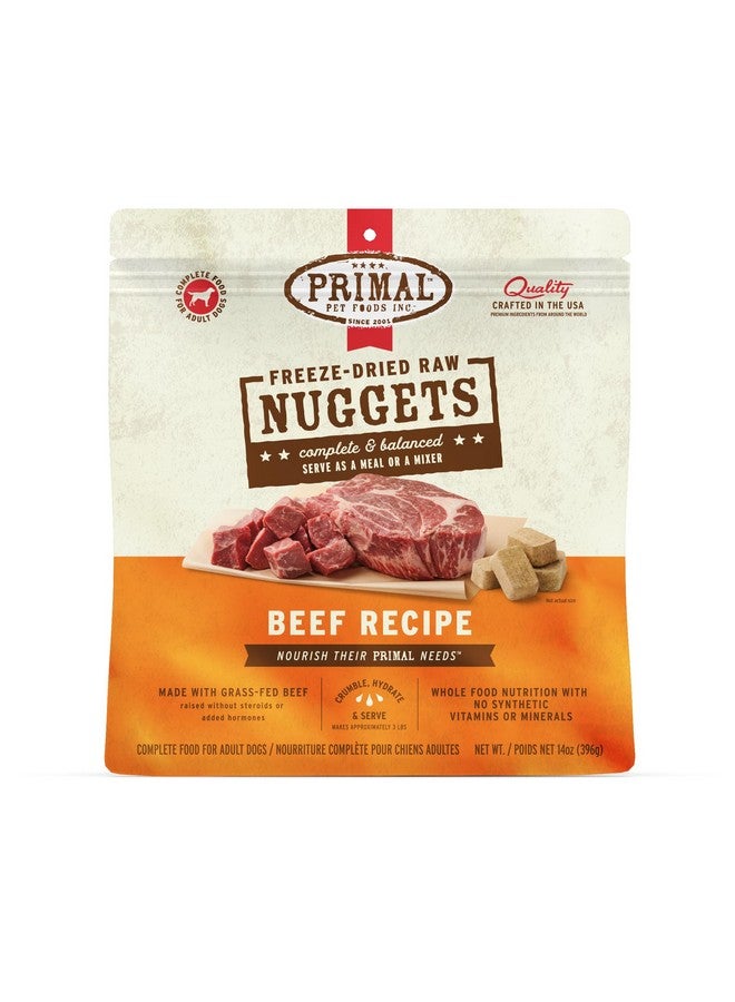 Primal Pet Foods Primal Freeze Dried Raw Dog Food Nuggets, Beef, Complete & Balanced Meal, Also Use as Topper or Treat, Premium, Healthy, Grain Free, High Protein Raw Dog Food, 14 oz - Image 1