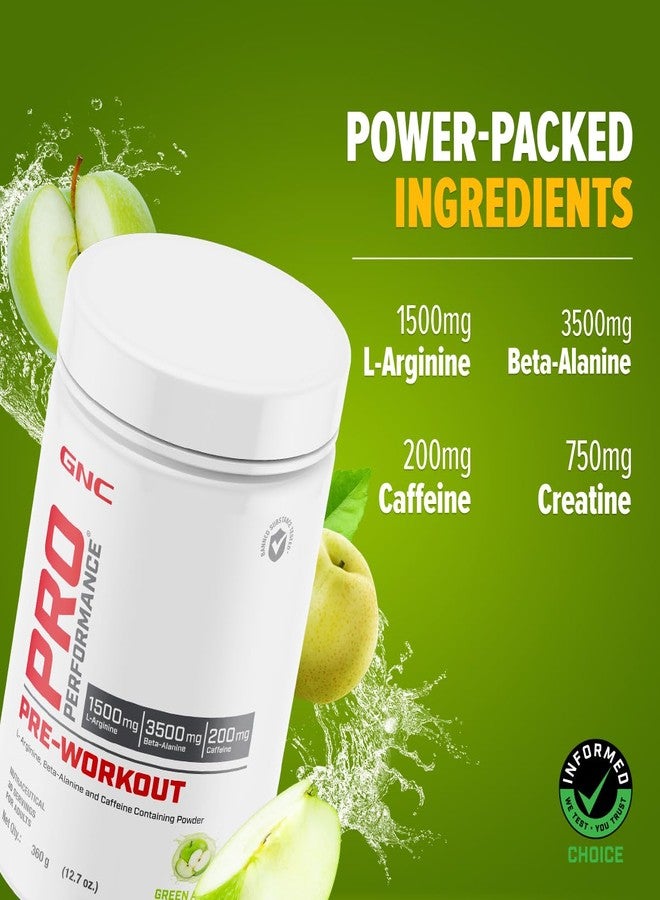 جي إن سي مكمل ما قبل التمرين GNC Pro Performance | 360 غرام | 30 حصة | يعزز الطاقة والقدرة على التحمل | يحسن التركيز | يعزز الاستشفاء | 1.5 غرام من إل-أرجينين | 3.5 غرام من بيتا-ألانين | 0.2 غرام من الكافيين | تفاح أخضر - Image 2
