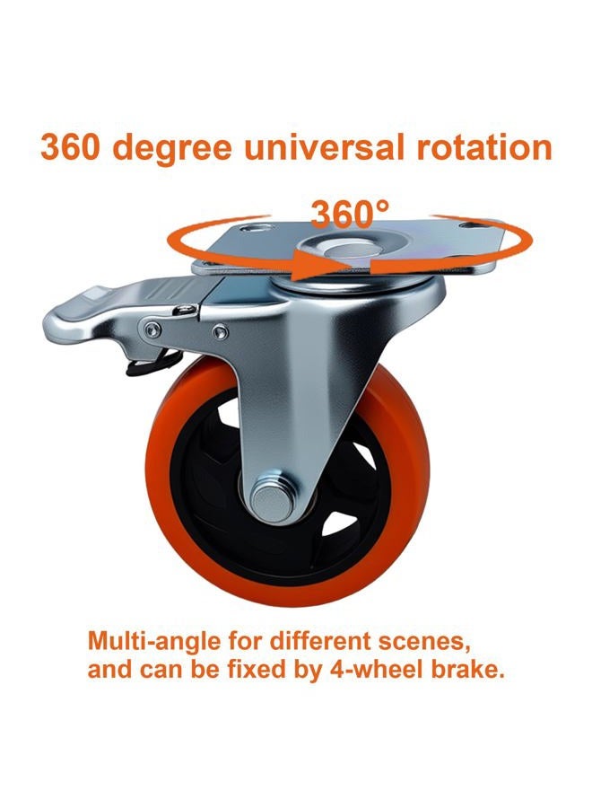 Htudcoue 6 Pcs 4 Inch Heavy Duty Casters,with Brake and Swivel Locking,6 casters Load Capacity 3300 lbs, for Furniture, Workbenches, Carts, Etc. - Image 4