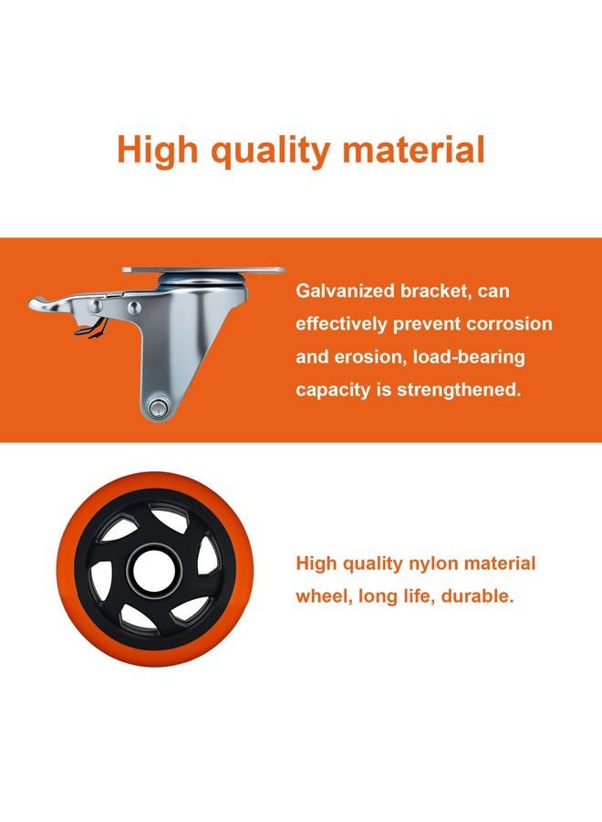 Htudcoue 6 Pcs 4 Inch Heavy Duty Casters,with Brake and Swivel Locking,6 casters Load Capacity 3300 lbs, for Furniture, Workbenches, Carts, Etc. - Image 5