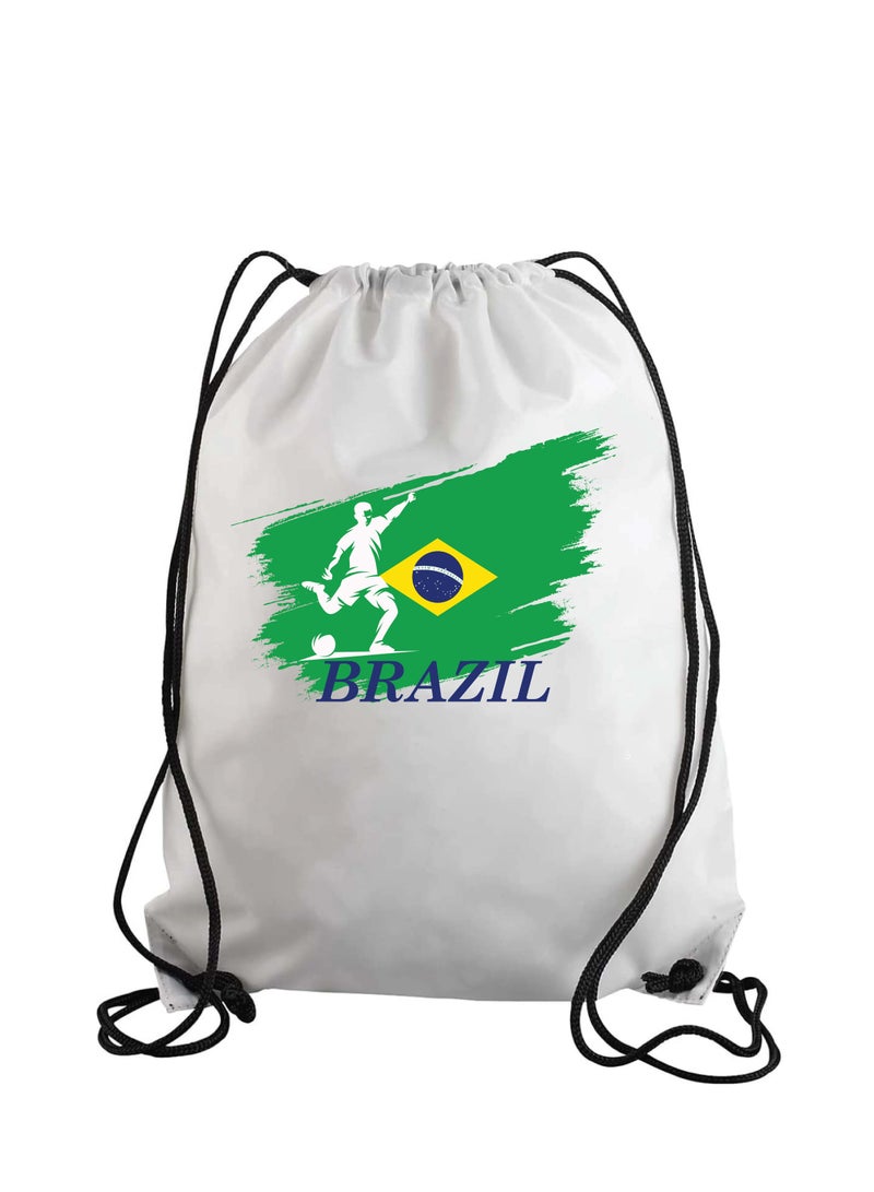 Brazil Soccer Drawstring Bag or Backpack Suitable for Adults and Kids and Sports Fans (Design 1)