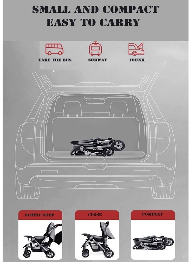 كلناميان عربة أطفال فاخرة قابلة للطي - عربة سفر محمولة متعددة الوظائف لحديثي الولادة والرضع مع نظام تعليق بأربع عجلات - Image 5