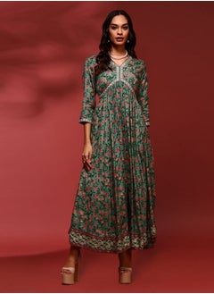 Abhishti Flare floral printed dress-mint  - Image 1