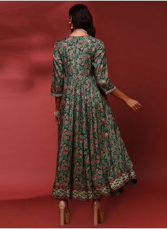 Abhishti Flare floral printed dress-mint  - Image 5