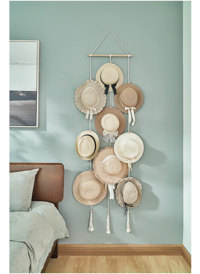 Generic - Hat Rack Hat Hangers, for Wall Boho Caps Storage Display Organizer with Decorative Tassels Modern Cowboy Womens Hat Holder, Display Hanger for Wide Brim Fedora Hats Bowler Baseball Caps - Image 1