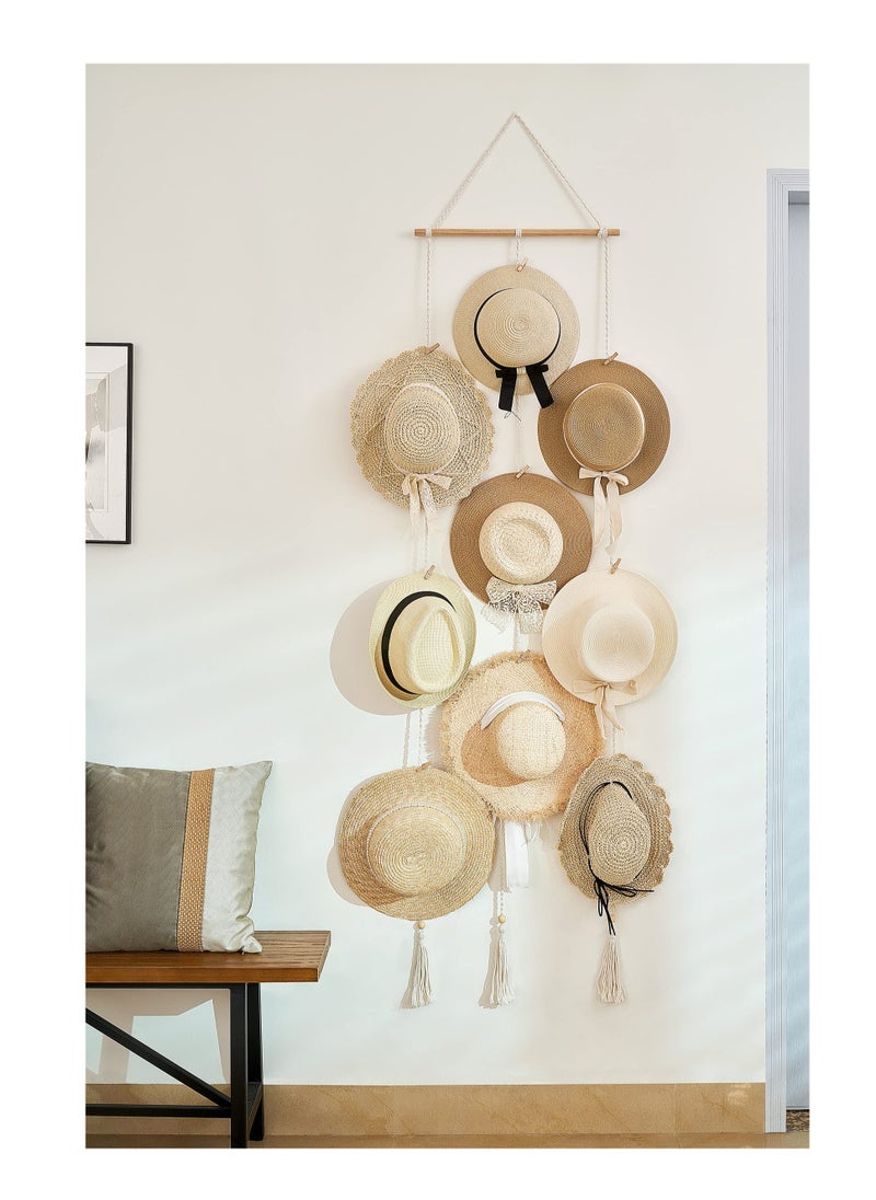 Generic - Hat Rack Hat Hangers, for Wall Boho Caps Storage Display Organizer with Decorative Tassels Modern Cowboy Womens Hat Holder, Display Hanger for Wide Brim Fedora Hats Bowler Baseball Caps - Image 1
