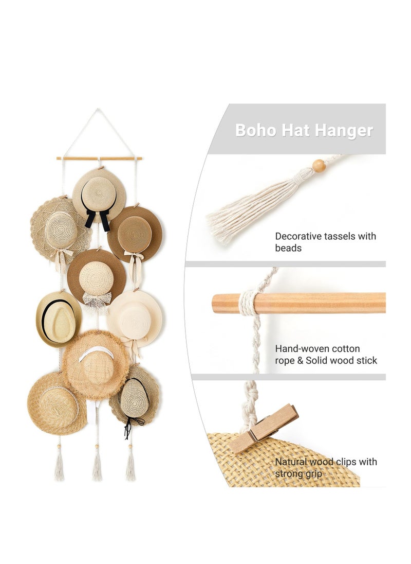 Generic - Hat Rack Hat Hangers, for Wall Boho Caps Storage Display Organizer with Decorative Tassels Modern Cowboy Womens Hat Holder, Display Hanger for Wide Brim Fedora Hats Bowler Baseball Caps - Image 1