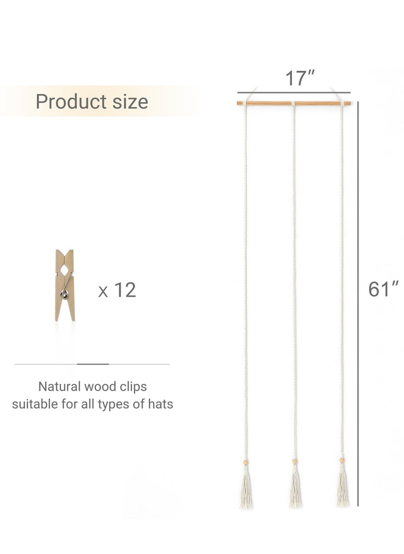 Generic - Hat Rack Hat Hangers, for Wall Boho Caps Storage Display Organizer with Decorative Tassels Modern Cowboy Womens Hat Holder, Display Hanger for Wide Brim Fedora Hats Bowler Baseball Caps - Image 1