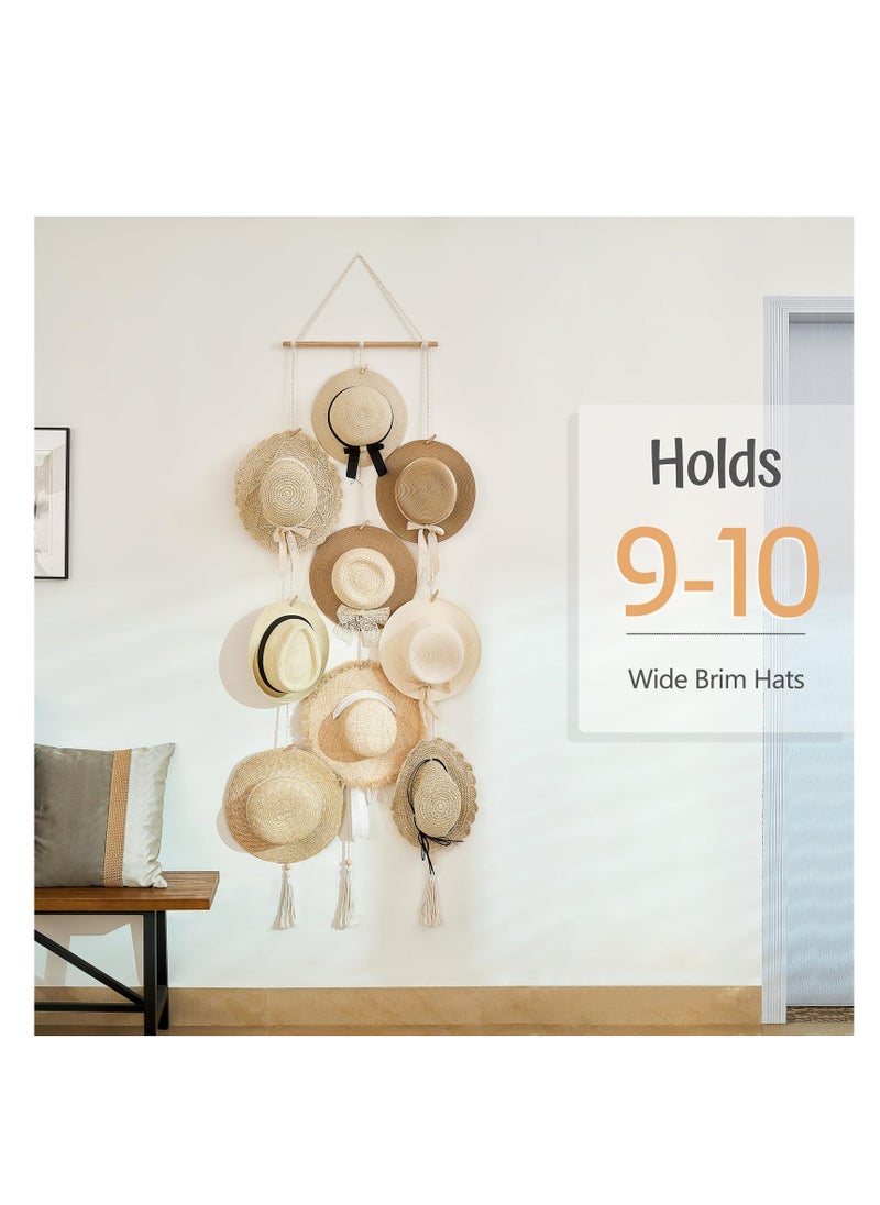 Generic - Hat Rack Hat Hangers, for Wall Boho Caps Storage Display Organizer with Decorative Tassels Modern Cowboy Womens Hat Holder, Display Hanger for Wide Brim Fedora Hats Bowler Baseball Caps - Image 1