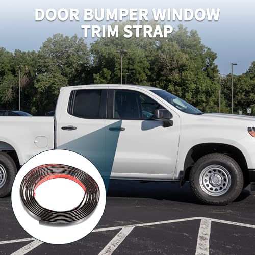 TUCKBOLD Car Truck Window Trim Strip 1/2" 12mm Width 10Ft 300cm Self Adhesive Scratch-Proof | Universal Exterior Interior Bumper Door Body Side Decorative Sticker Gloss Black 1 Set - Image 3