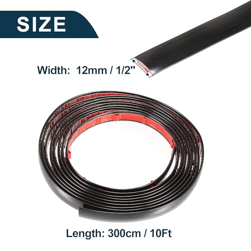 TUCKBOLD Car Truck Window Trim Strip 1/2" 12mm Width 10Ft 300cm Self Adhesive Scratch-Proof | Universal Exterior Interior Bumper Door Body Side Decorative Sticker Gloss Black 1 Set - Image 5