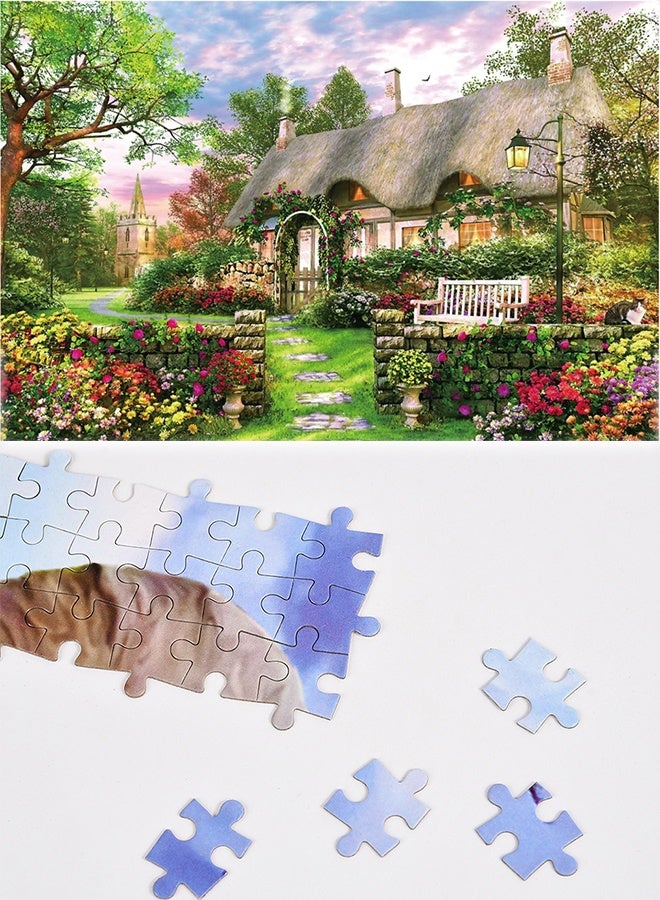 ألغاز اللوحات المكونة من 1000 قطعة للبالغين - ألغاز صغيرة بأجزاء دقيقة - ألغاز صعبة ومتحدية - هدايا عيد الميلاد والعيد الميلادي - ألعاب وأ игрушية - كوخ جبلي بحجم 10.24 × 14.96 بوصة - Image 4