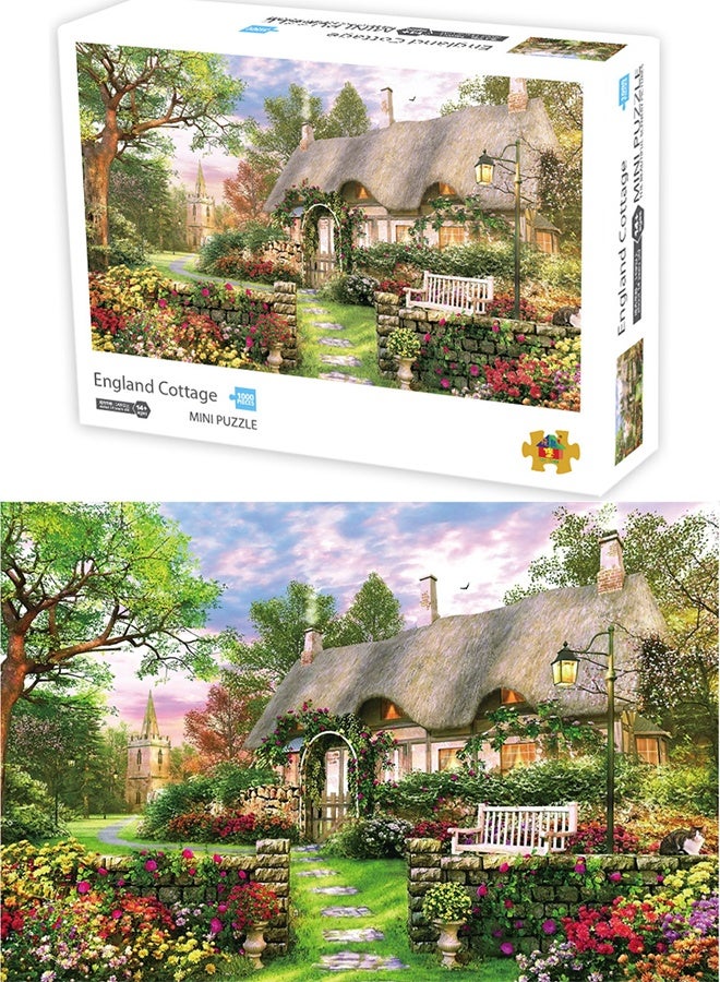 ألغاز اللوحات المكونة من 1000 قطعة للبالغين - ألغاز صغيرة بأجزاء دقيقة - ألغاز صعبة ومتحدية - هدايا عيد الميلاد والعيد الميلادي - ألعاب وأ игрушية - كوخ جبلي بحجم 10.24 × 14.96 بوصة - Image 1