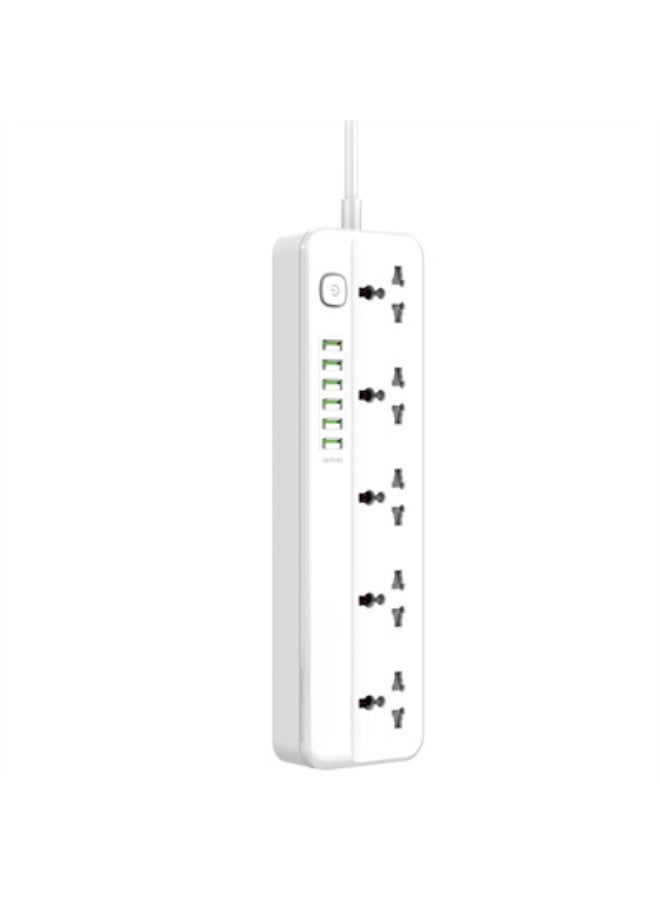 ريبنيو سلك تمديد الطاقة مع مقابس متعددة، 5 منافذ عالمية متوافقة مع قابس المملكة المتحدة/الإمارات العربية المتحدة، 6 منافذ USB للهوية التلقائية لشحن الهاتف المحمول، وسلك تمديد بطول 2 متر للمنزل والمكتب وأساسيات السكن - Image 1