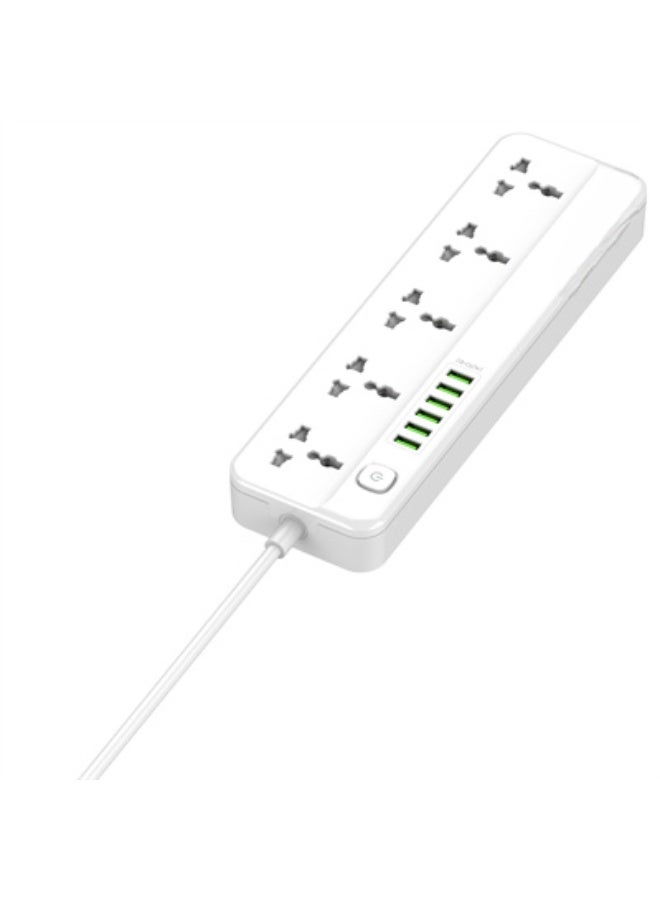 ريبنيو سلك تمديد الطاقة مع مقابس متعددة، 5 منافذ عالمية متوافقة مع قابس المملكة المتحدة/الإمارات العربية المتحدة، 6 منافذ USB للهوية التلقائية لشحن الهاتف المحمول، وسلك تمديد بطول 2 متر للمنزل والمكتب وأساسيات السكن - Image 3