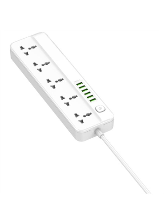 ريبنيو سلك تمديد الطاقة مع مقابس متعددة، 5 منافذ عالمية متوافقة مع قابس المملكة المتحدة/الإمارات العربية المتحدة، 6 منافذ USB للهوية التلقائية لشحن الهاتف المحمول، وسلك تمديد بطول 2 متر للمنزل والمكتب وأساسيات السكن - Image 4