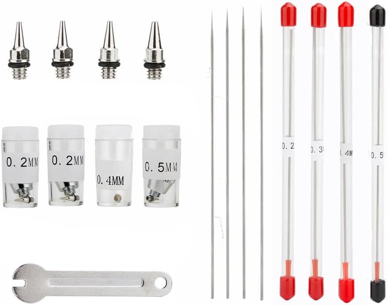 Uouteo 0.2mm, 0.3mm, 0.4mm,0.5mm Airbrush Nozzle Needles Replacement Parts for Airbrush Trigger Gun - Image 1