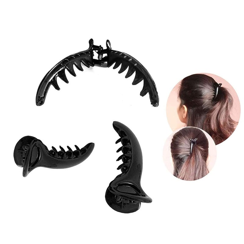 BIRDWARE hair Clips For Women Claw Butterfly Clips hair Accessories For Girls Fancy Korean Clutch Stylish hair Clip Women Medium hair clutcher (Pack of 3, Black Color) - Image 5