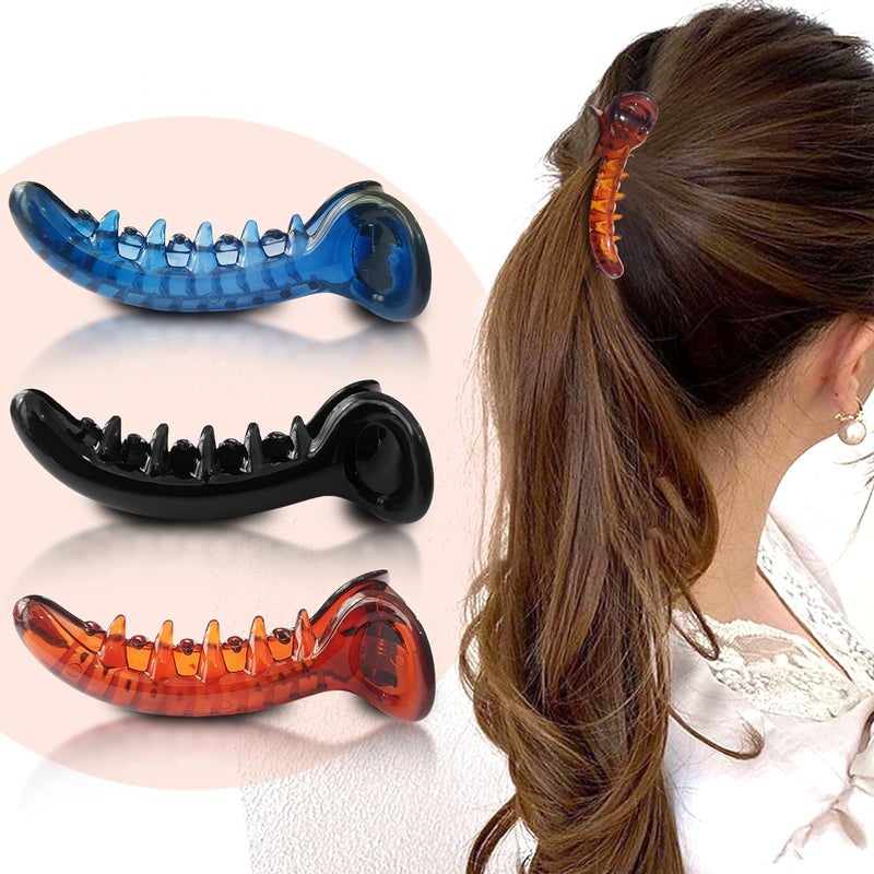 BIRDWARE hair Clips For Women Claw Butterfly Clips hair Accessories For Girls Fancy Korean Clutch Stylish hair Clip Women Medium hair clutcher (Pack of 3, Black Color) - Image 2