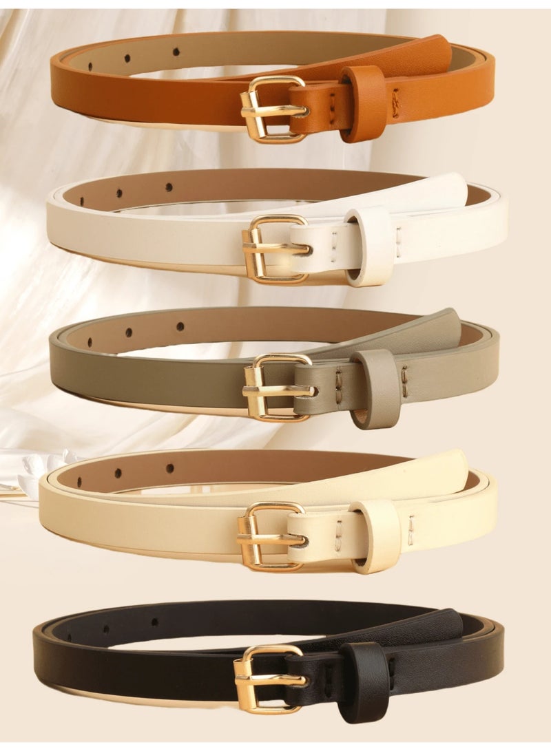 Shein 5-Piece Women's Vintage Leather Belt Set with Square Buckle – Elegant Multi-Color Fashion Waist Belts for Daily Wear - Image 4