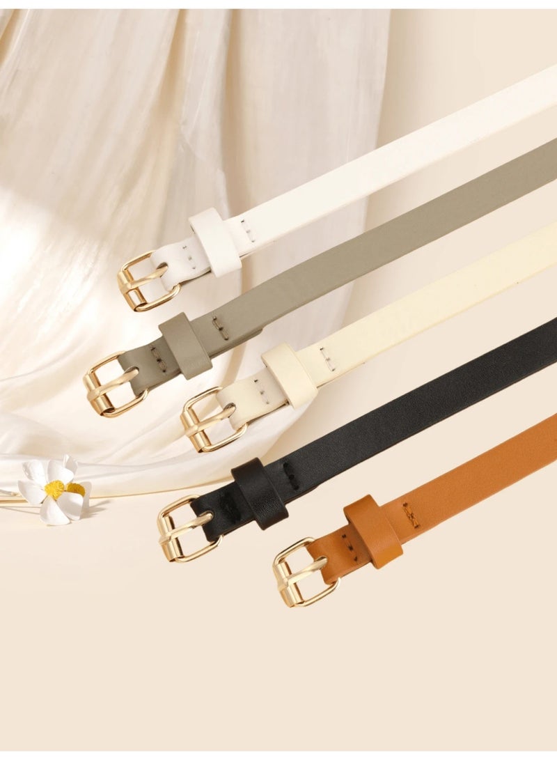 Shein 5-Piece Women's Vintage Leather Belt Set with Square Buckle – Elegant Multi-Color Fashion Waist Belts for Daily Wear - Image 3