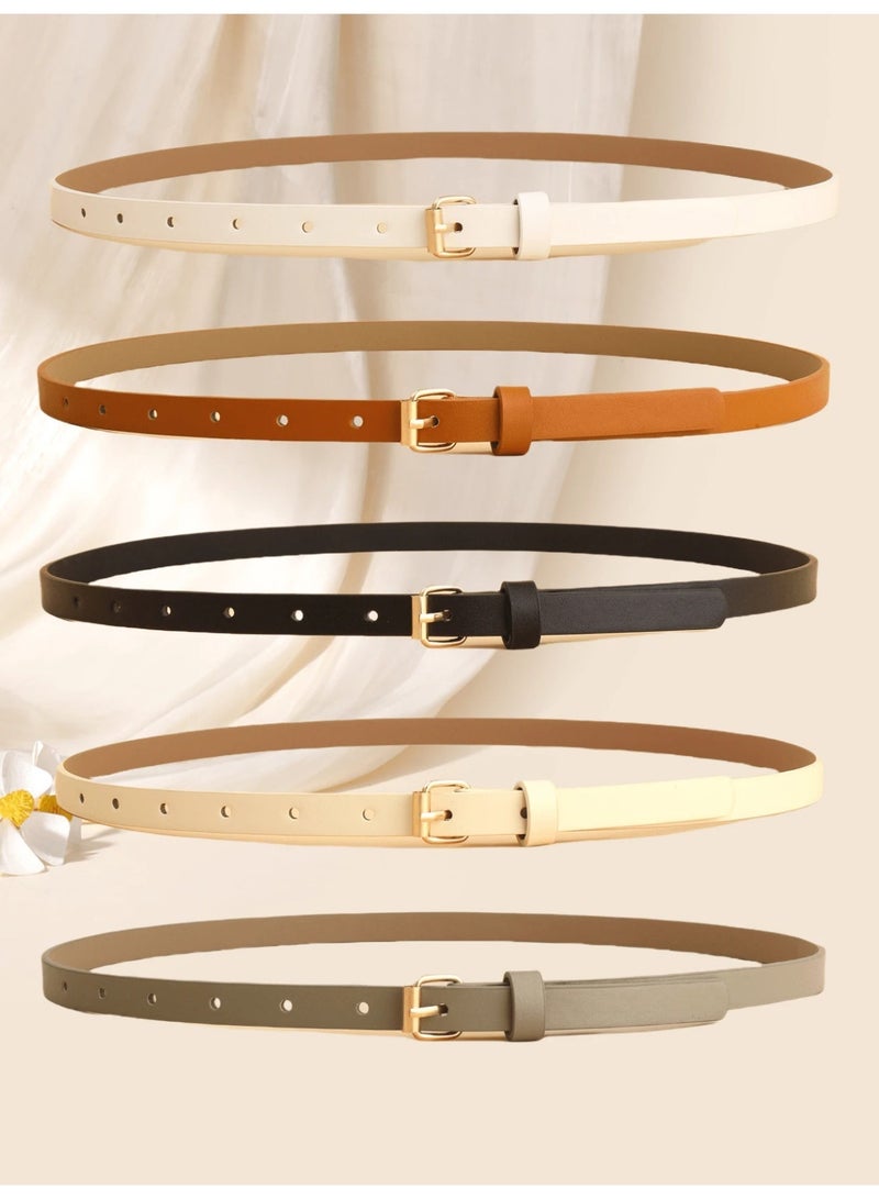 Shein 5-Piece Women's Vintage Leather Belt Set with Square Buckle – Elegant Multi-Color Fashion Waist Belts for Daily Wear - Image 2