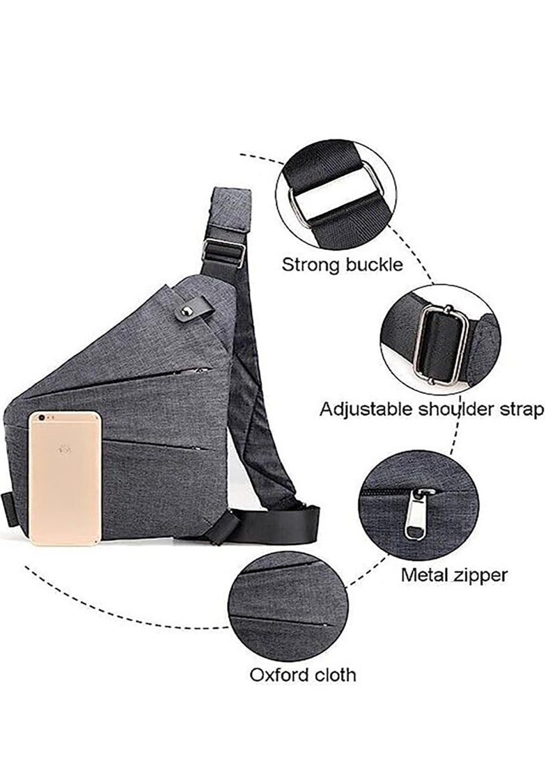 NIBEMINENT Crossbody Sling Bag, Body Chest Shoulder Bag for Men Women Casual Backpack Anti-Theft Travel Daypack with Hidden Zipper, Slim (Gray)  - Image 5