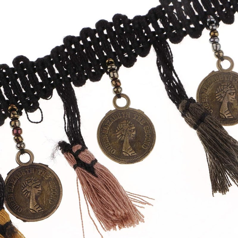 klarakoBoho Style Embroidery Ribbon Copper Drop Fringe Tassel Lace Trim Upholstery Curtain Chair Bag Cushion Bohemia Dress Costume Sewing Edging Trimmings - Image 4