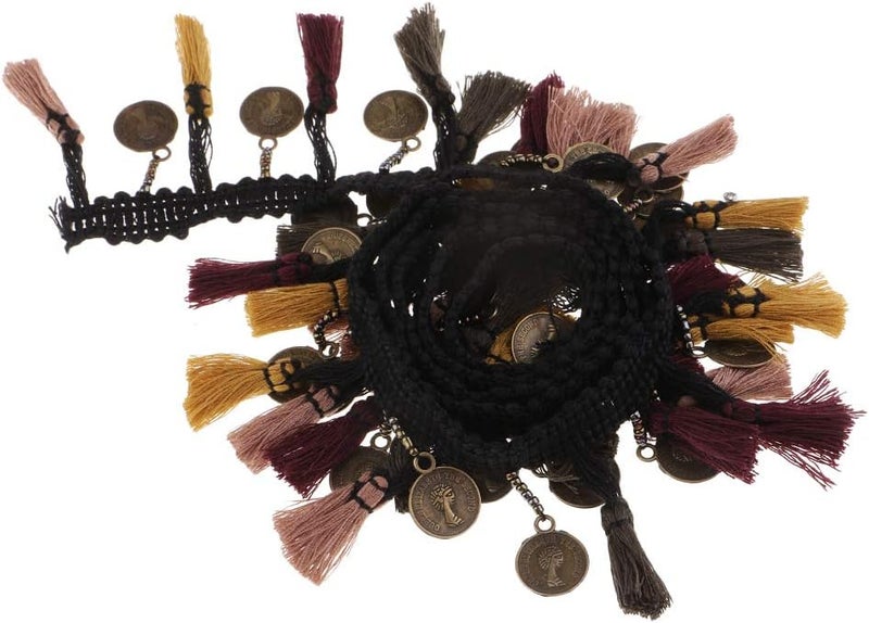 klarakoBoho Style Embroidery Ribbon Copper Drop Fringe Tassel Lace Trim Upholstery Curtain Chair Bag Cushion Bohemia Dress Costume Sewing Edging Trimmings - Image 2