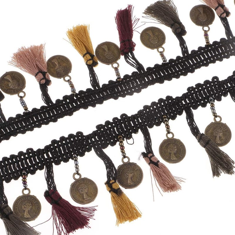 klarakoBoho Style Embroidery Ribbon Copper Drop Fringe Tassel Lace Trim Upholstery Curtain Chair Bag Cushion Bohemia Dress Costume Sewing Edging Trimmings - Image 5