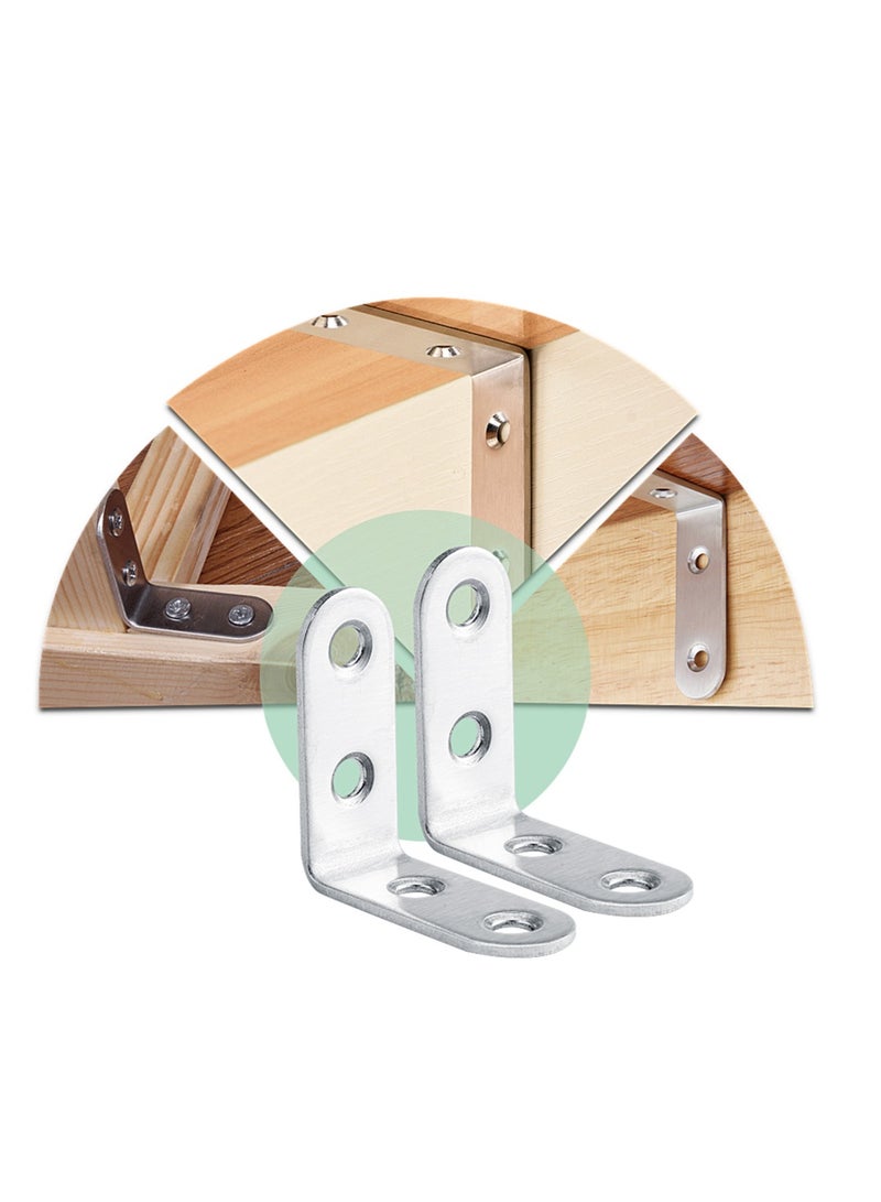 Stainless Steel L Bracket Corner Braces - 20pcs Set with Self-Tapping Screws & ABS Caps - 90° Angle Support for Furniture, DIY Projects - Durable 304 Grade Construction - Corrosion-Resistant & Easy-Install Kit for Home/Office Use - Image 5