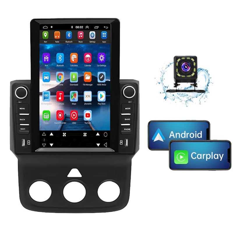 Slakerbe Android 13 Car Stereo for Dodge Ram 1500 2500 3500 2013-2018,Slakerbe 9.7 Inch Touch Screen Car Radio 2GB+32GB Wireless Carplay & Android Auto with WiFi Bluetooth FM/RDS Navigation Media Player - Image 1