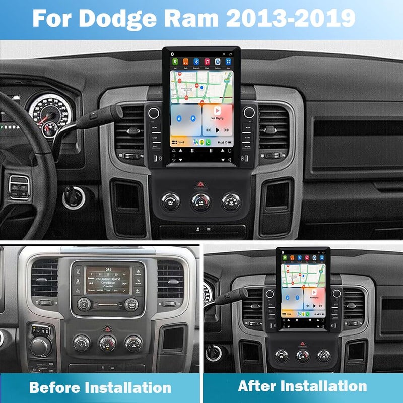 Slakerbe Android 13 Car Stereo for Dodge Ram 1500 2500 3500 2013-2018,Slakerbe 9.7 Inch Touch Screen Car Radio 2GB+32GB Wireless Carplay & Android Auto with WiFi Bluetooth FM/RDS Navigation Media Player - Image 2