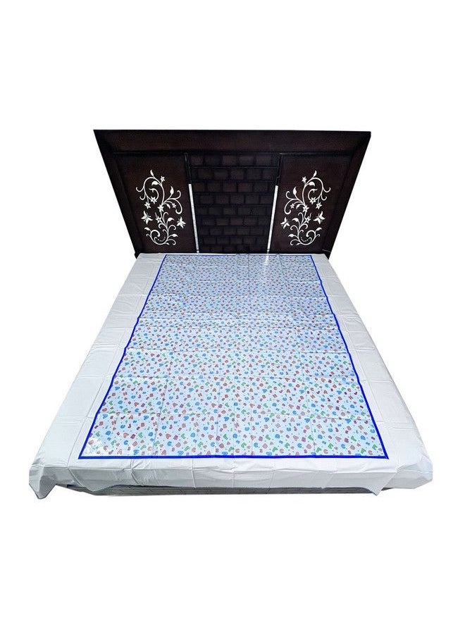 Ecosoft - Baby Plastic Sheet Pvc Sheet For Kids Rubber Sheet For Babies Bed Wetting Protector (135 Cm X 185 Cm) (Blue Abc123) - Image 1