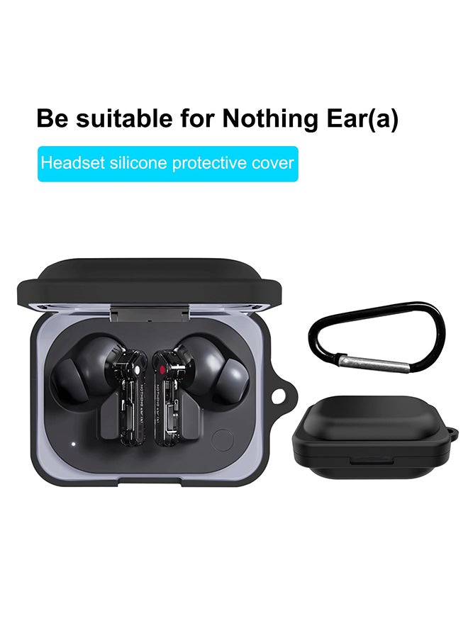 O Ozone Case for Nothing Ear (A) Earbuds |Portable Protective Soft Silicone Shockproof & Anti-Scratch Cover with Carabiner for Nothing Ear A- Black - Image 2