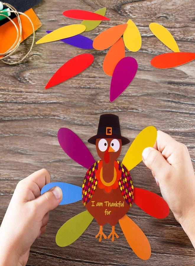 FEPITO 105 PCS DIY Turkey Craft Kit with Colorful Feathers, Dot Glues, and Thanksgiving Stickers for School Activities and Party Decorations - Image 5