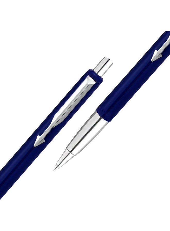 PARKER Vector Standard Chrome Trim Ball Pen | Blue Body Color | Ink Color - Blue | Gifts For Employees | Elite Pen For Corporate Purposes - Image 4