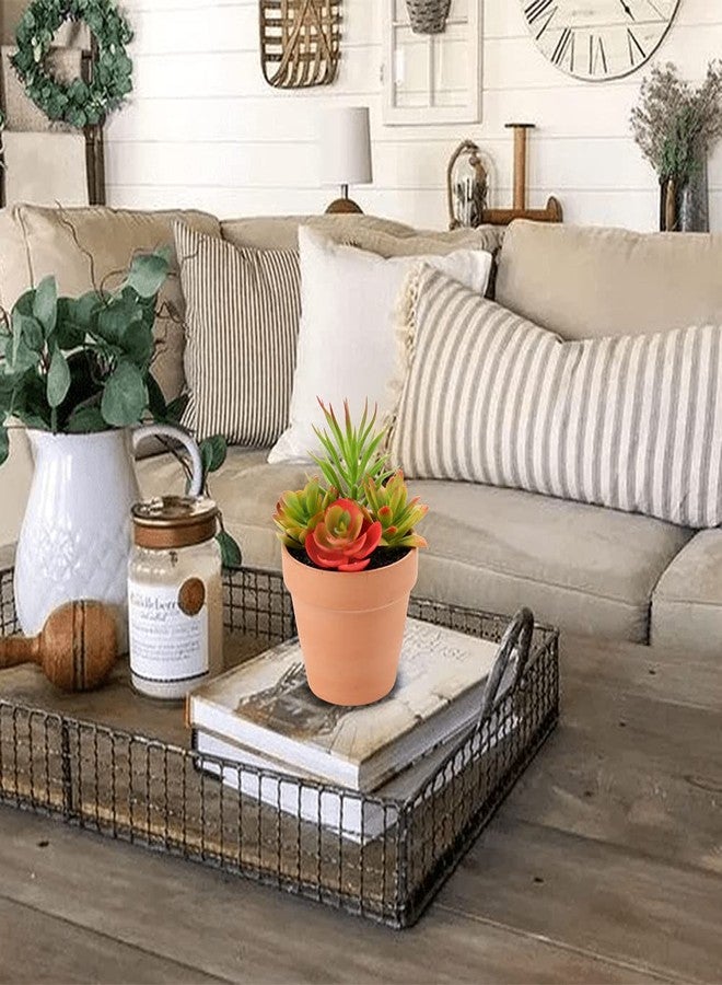 Briful Small Succulents Artificial 2 Pcs Fake Succulent Plants Faux Succulents in Pots Assorted Succulent Arrangements for Home Office Bathroom Room Shelf Rustic Farmhouse Windowsill Decor - Image 2