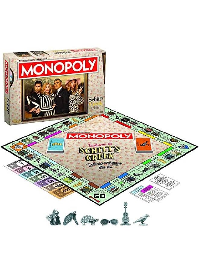USAopoly Monopoly Schitt'S Creek ; Game Tokens Include Bebe Crow Patrick'S Guitar Rosebud Motel Key & More ; Officially Licensed And Collectible Monopoly Game Based On Award Winning Series Schitt'S Creek  - Image 1
