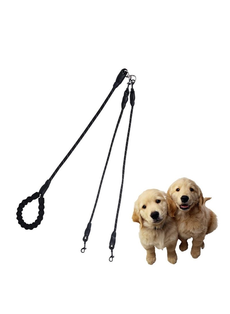 Dual Dog Leash with 360° Swivel, No Tangle Design, 2 Extra Traffic Handles for Large, Medium & Small Dogs - Perfect for Easy Walking & Control, Black  - Image 1