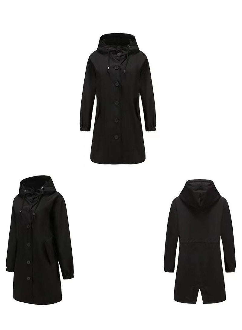 Loquat Autumn Winter Women's Hooded Windbreaker Casual Long Coat  - Image 2