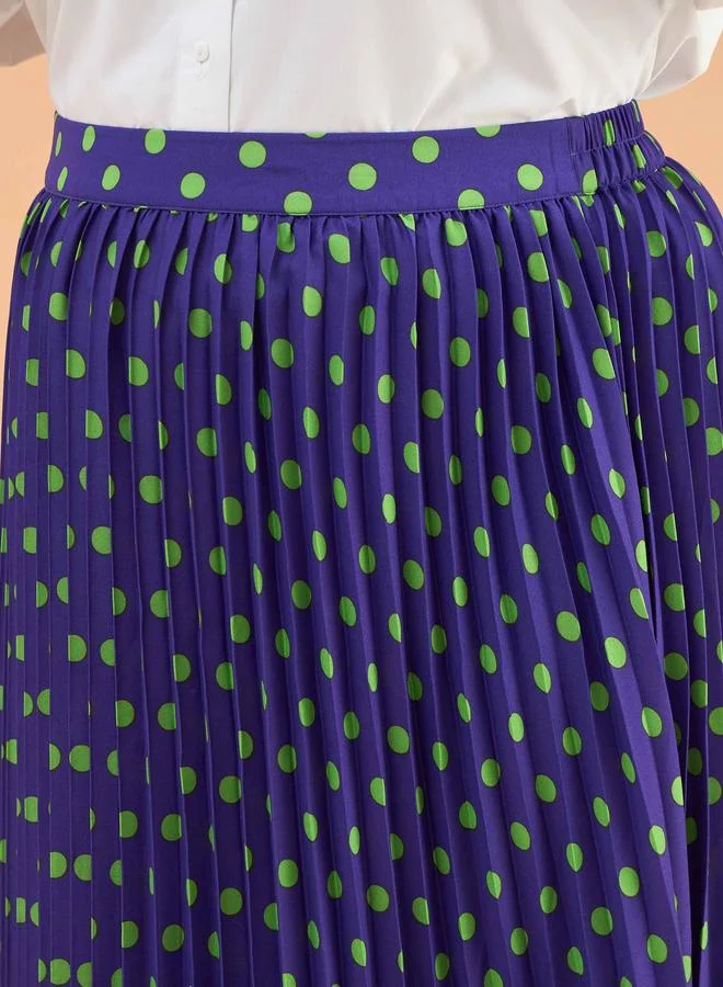 Sassafras  Plus Size Purple Polka Dot Accordion Pleated Maxi Skirt for Women | Best Price UAE