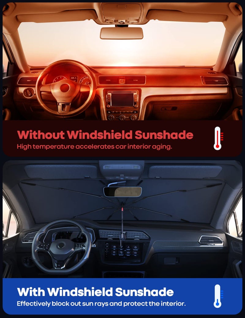 Lamicall Car Windshield Sunshade - 52"x31" [5 Layers Anti UV Coating] Foldable Sun Cover for Auto Car, Car Sunshade, Windshield Sun Shade Umbrella for Car, Sedan, SUV - Image 3