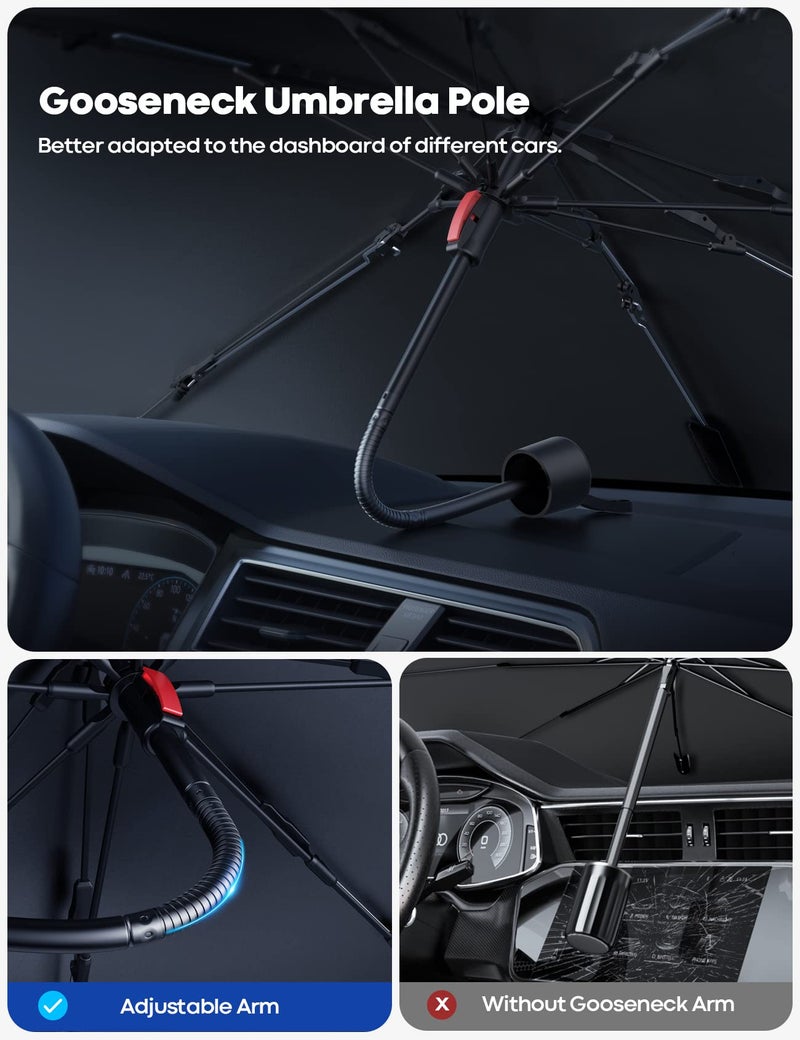 Lamicall Car Windshield Sunshade - 52"x31" [5 Layers Anti UV Coating] Foldable Sun Cover for Auto Car, Car Sunshade, Windshield Sun Shade Umbrella for Car, Sedan, SUV - Image 4