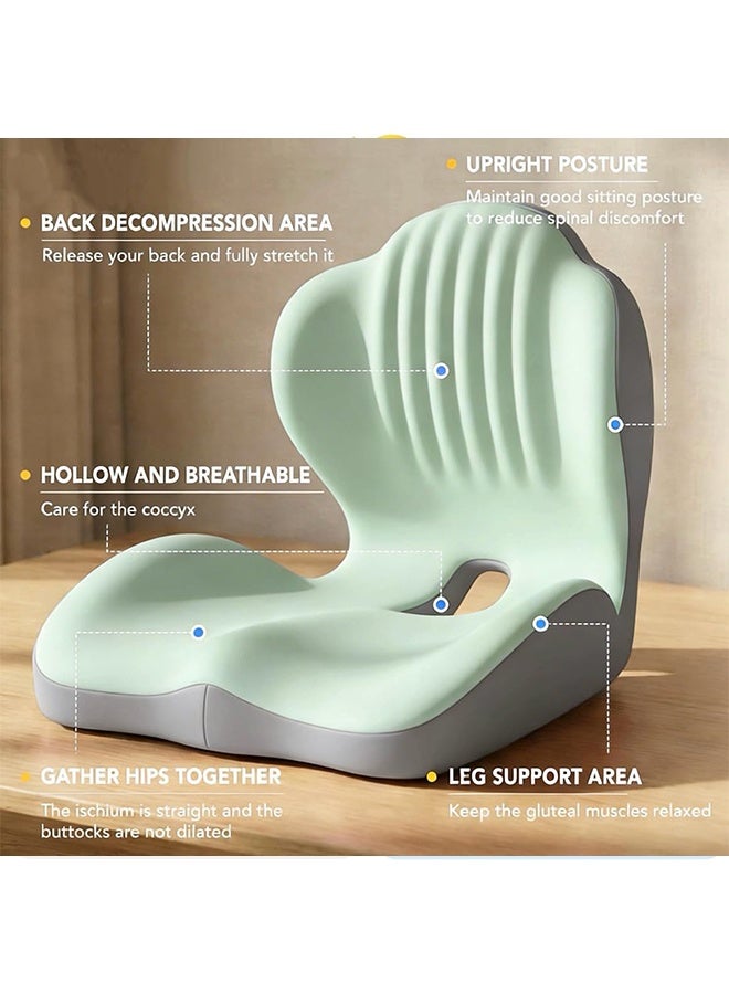 VANGOG Ergonomic L-Shaped Memory Foam Seat Cushion with Coccyx Cutout, Lumbar Support for Office Chairs, Great for Long Sitting (Grayish Green) - Image 4