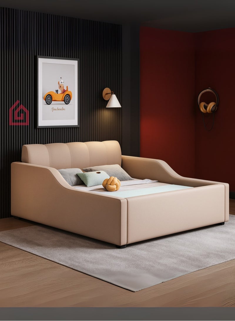 Karnak Livara Premium Kids Bed with Safety Side Rails | Modern Toddler & Baby Bed for Nursery or Bedroom | Customizable Design  Comfortable, Durable, and Child-Friendly Design Size 150x200cm (Beige) - Image 1