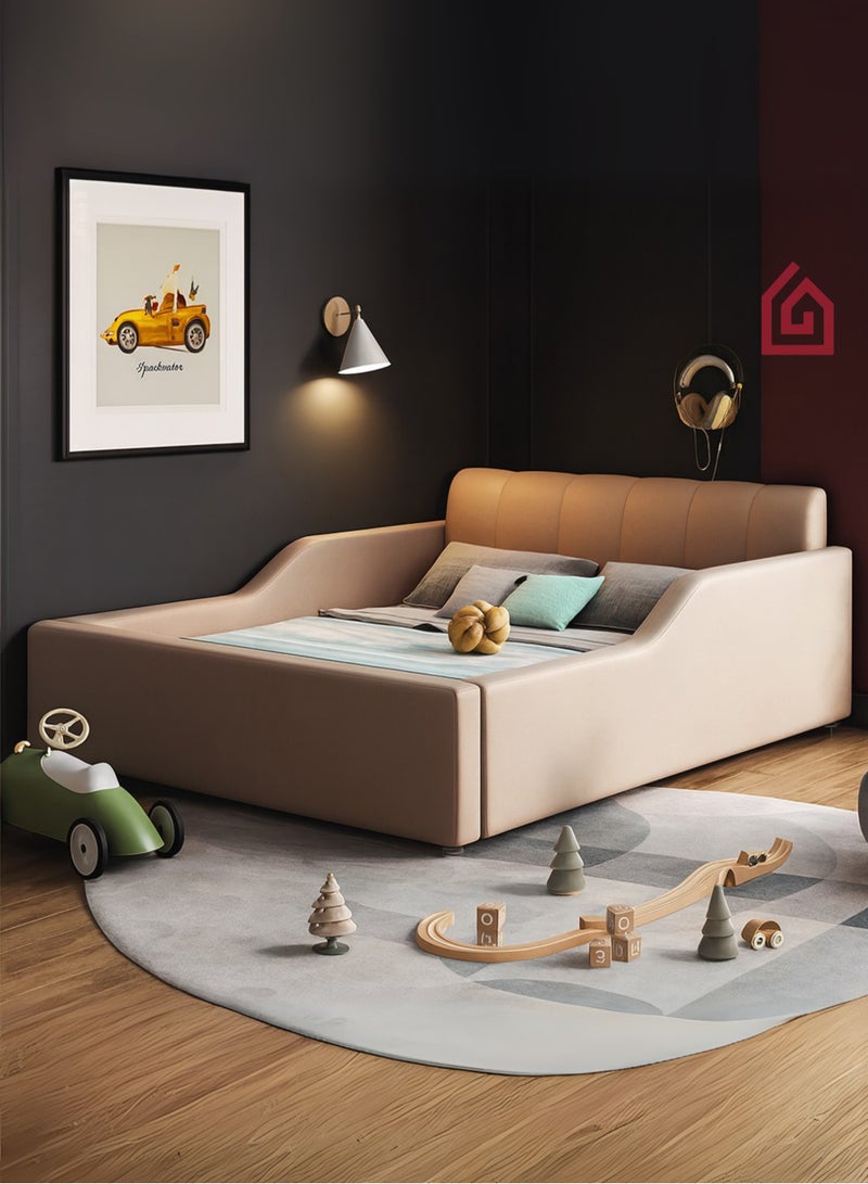 Karnak Livara Premium Kids Bed with Safety Side Rails | Modern Toddler & Baby Bed for Nursery or Bedroom | Customizable Design  Comfortable, Durable, and Child-Friendly Design Size 150x200cm (Beige) - Image 2