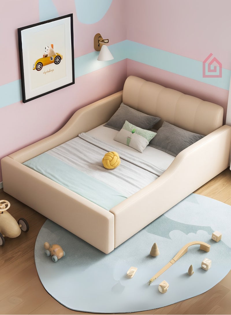 Karnak Livara Premium Kids Bed with Safety Side Rails | Modern Toddler & Baby Bed for Nursery or Bedroom | Customizable Design  Comfortable, Durable, and Child-Friendly Design Size 150x200cm (Beige) - Image 3