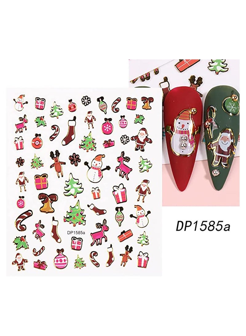 brunson Christmas Nail Stickers Decals, Winter Snowflakes Snowman 3D Self-Adhesive Nail Art Stickers Cute Elk Santa Claus Design Nail Decorations Xmas DIY Manicure Supplies for Women Girls - Image 4