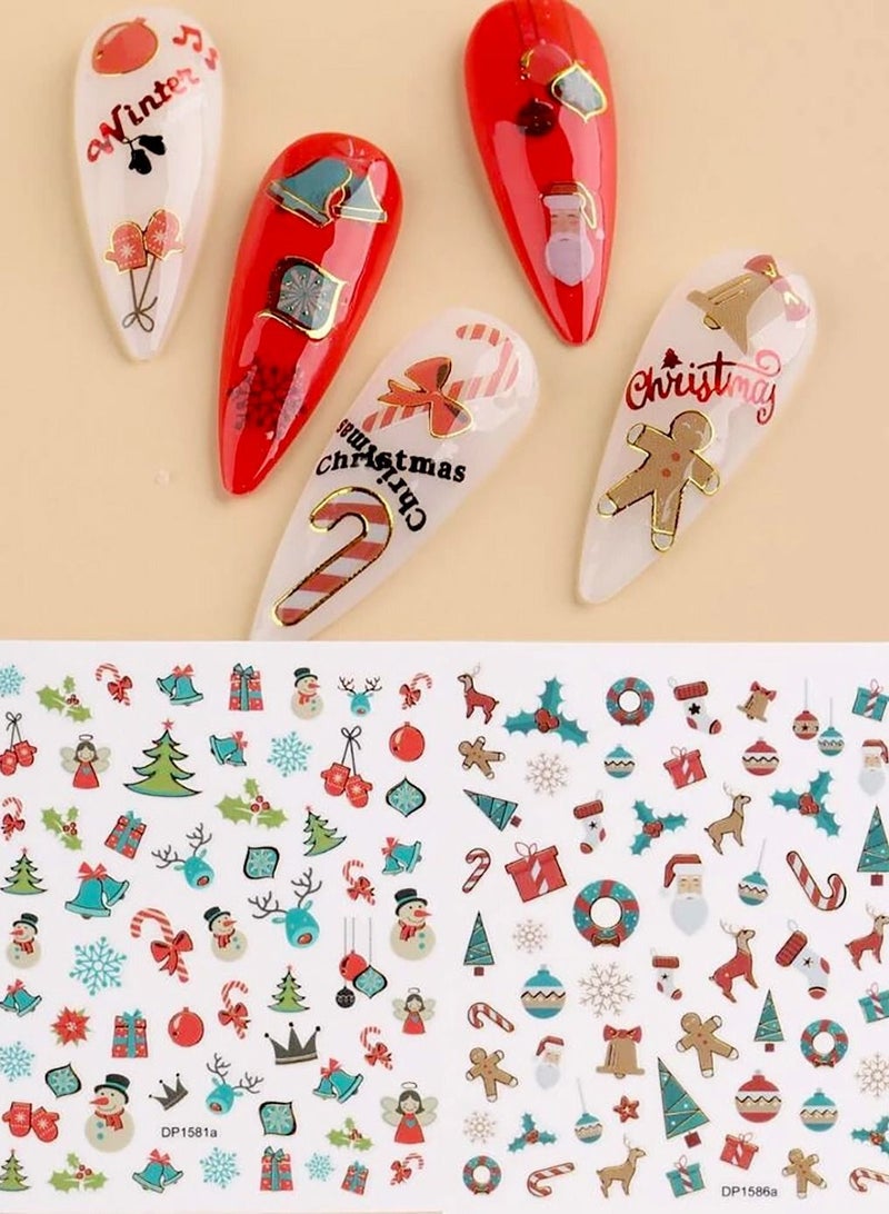 brunson Christmas Nail Stickers Decals, Winter Snowflakes Snowman 3D Self-Adhesive Nail Art Stickers Cute Elk Santa Claus Design Nail Decorations Xmas DIY Manicure Supplies for Women Girls - Image 2